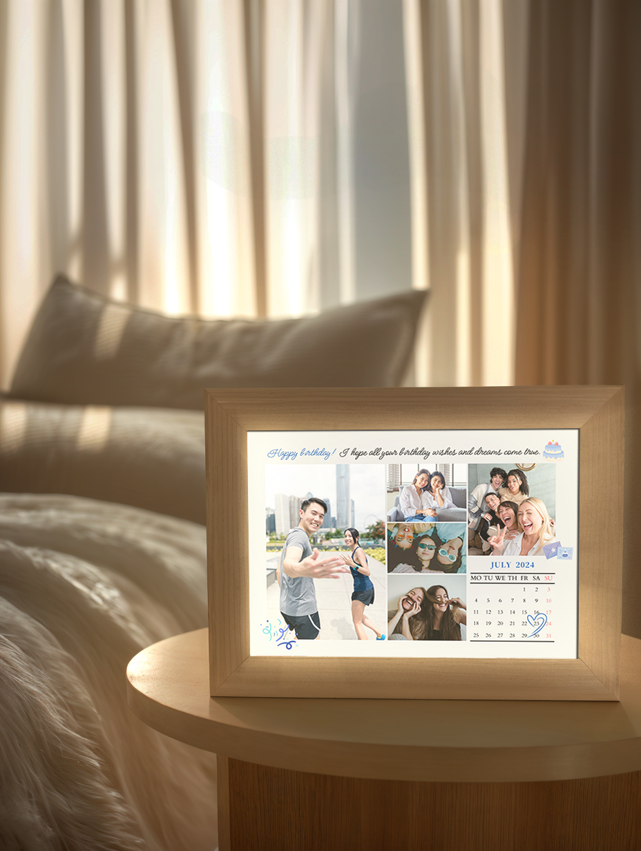 Special Date Birthday Calendar Photo Light Frame