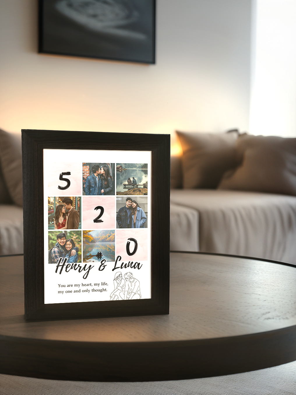 Special Date Couple Photo Light Frame