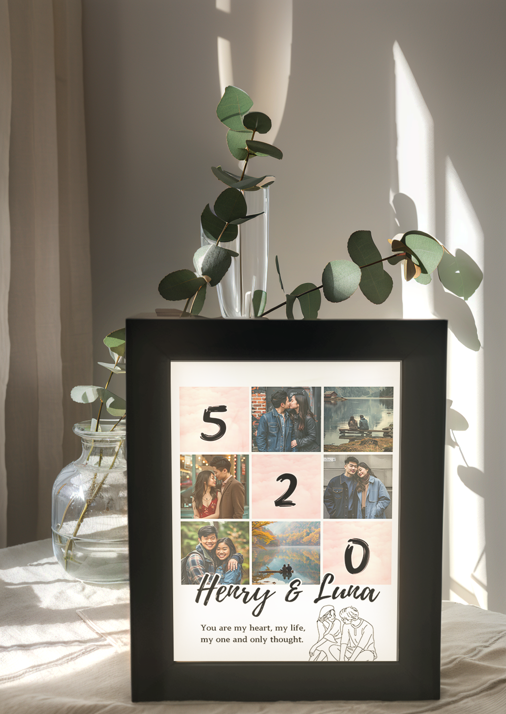 Special Date Couple Photo Light Frame