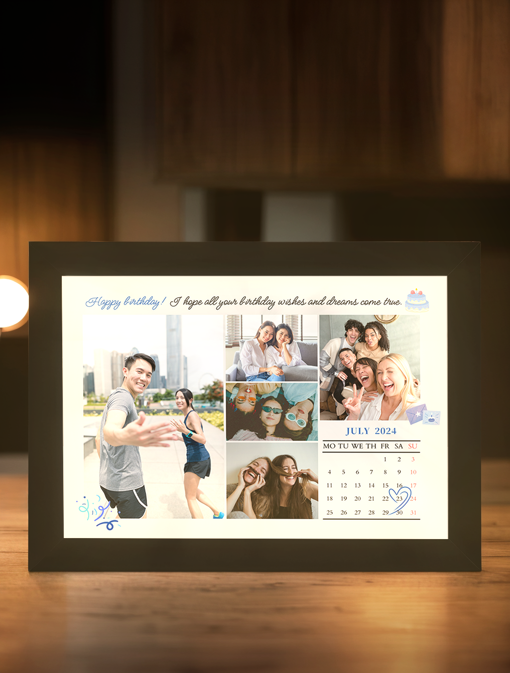 Special Date Birthday Calendar Photo Light Frame