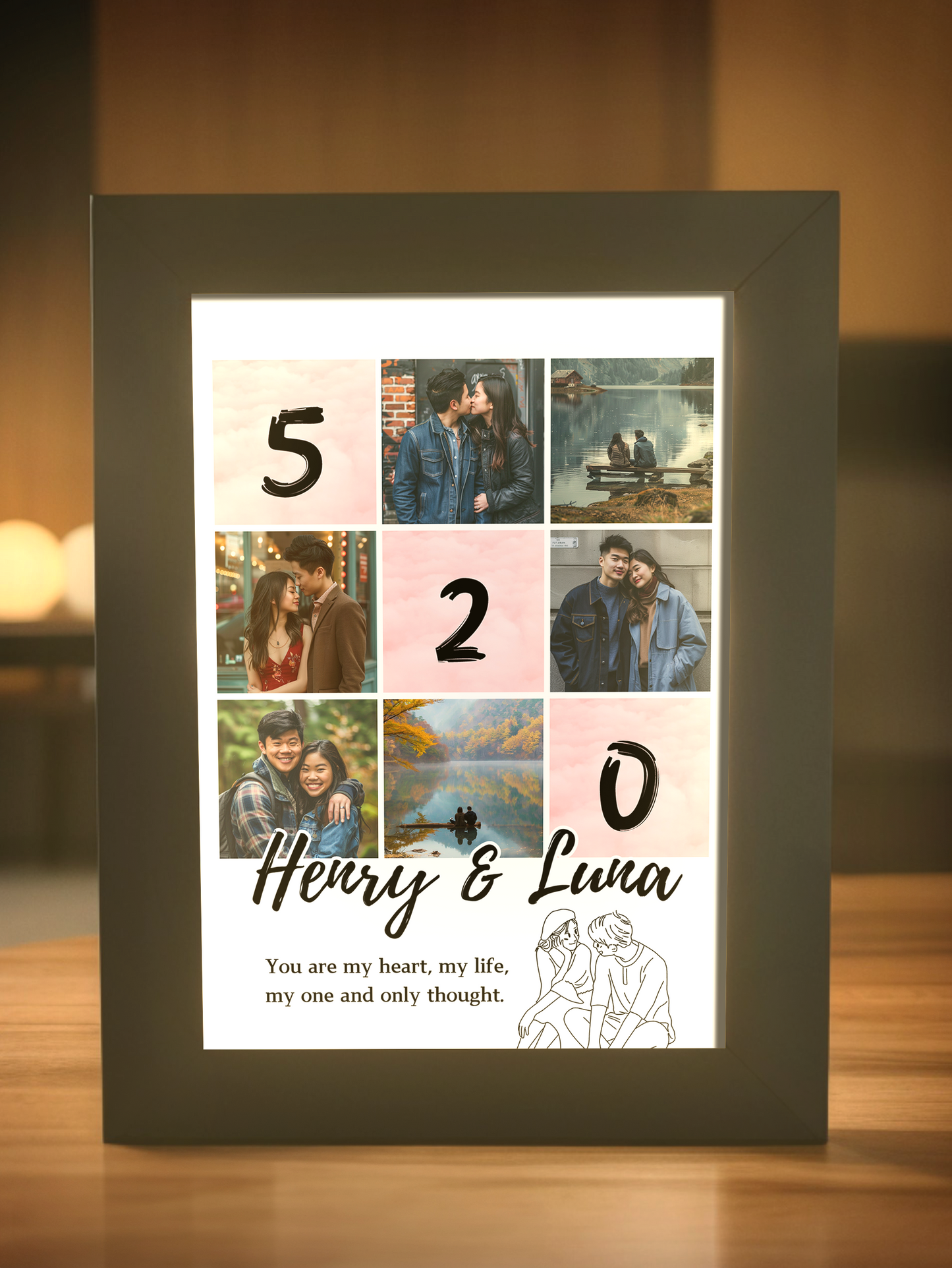 Special Date Couple Photo Light Frame