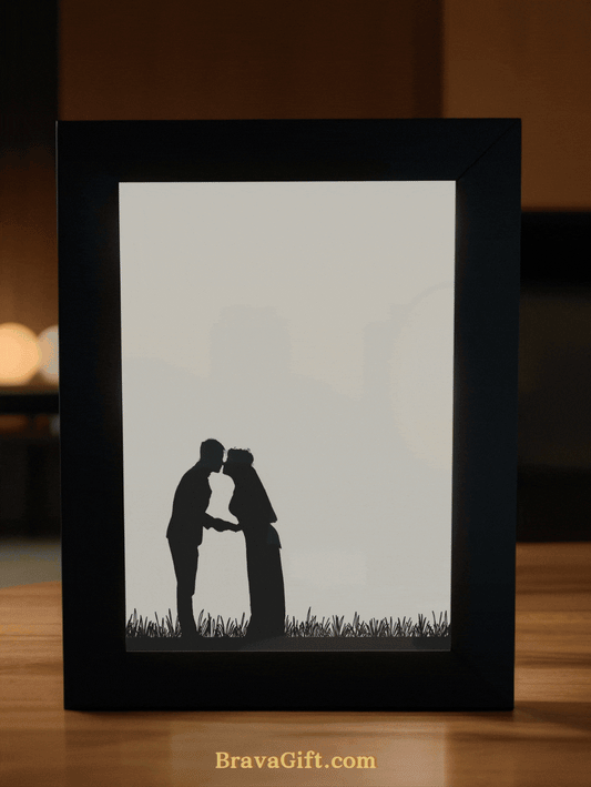 Starry Night Couple Shadow Photo Light Frame