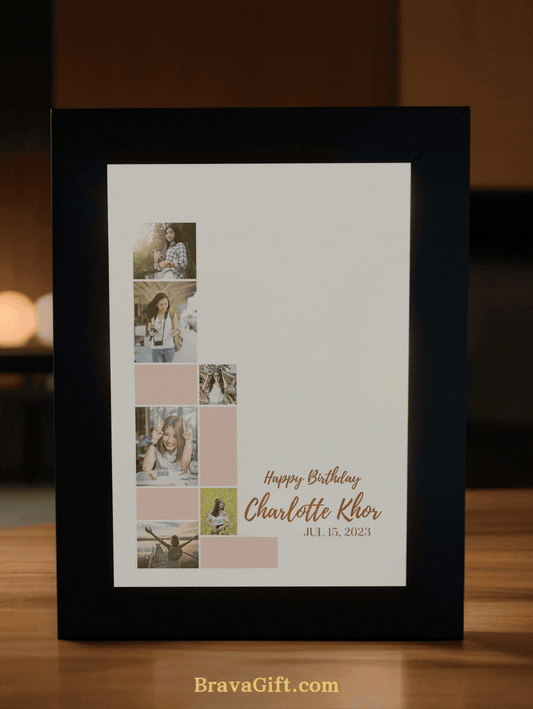Stylish Happy Birthday Photo Light Frame