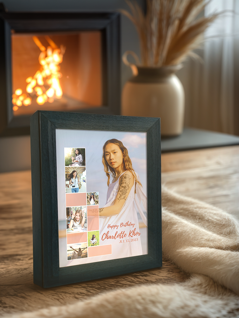 Stylish Happy Birthday Photo Light Frame