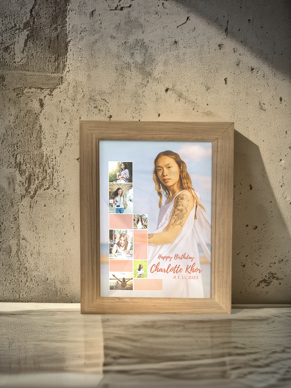 Stylish Happy Birthday Photo Light Frame