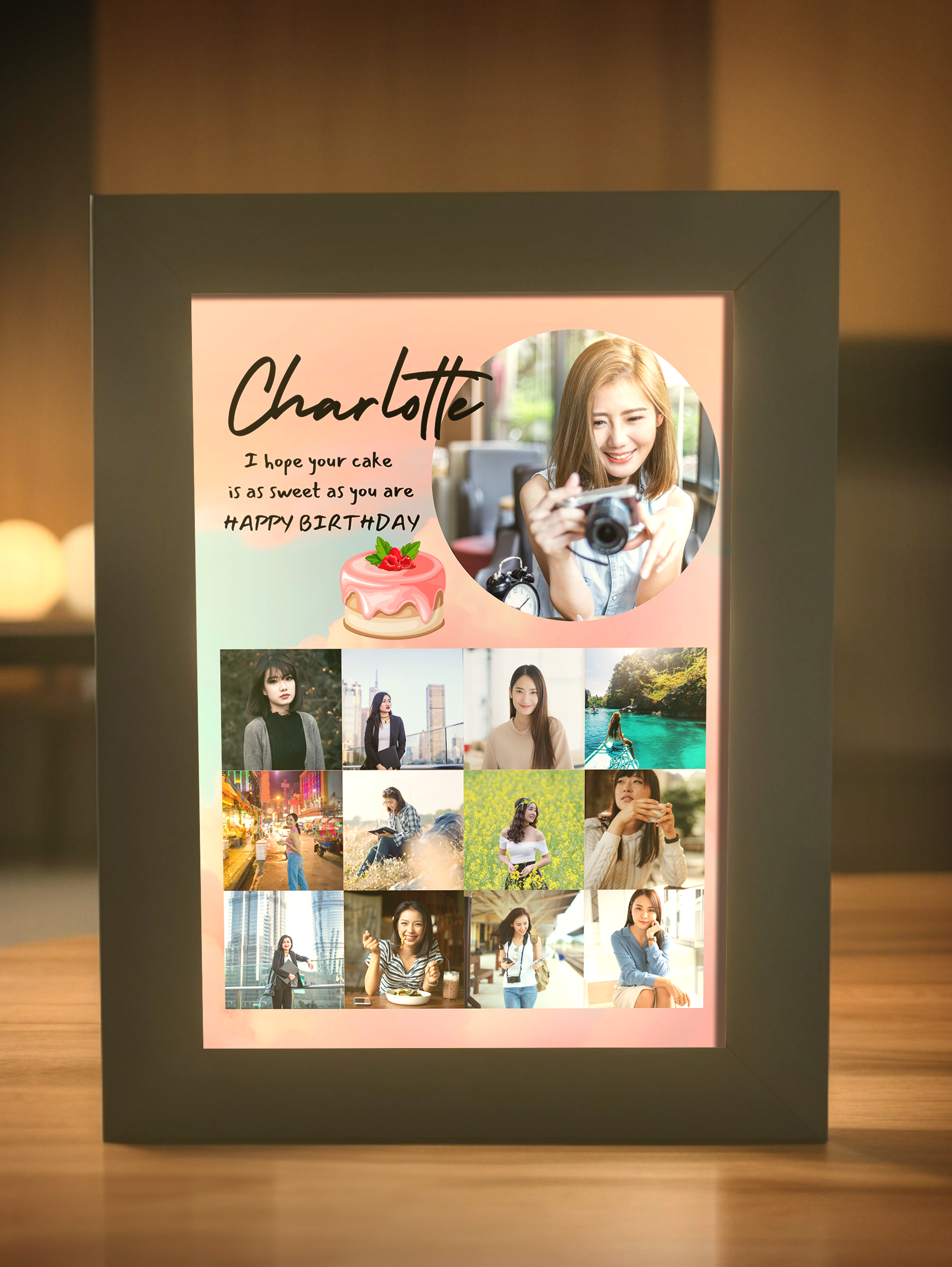 Sweet Birthday Wishes Photo Light Frame