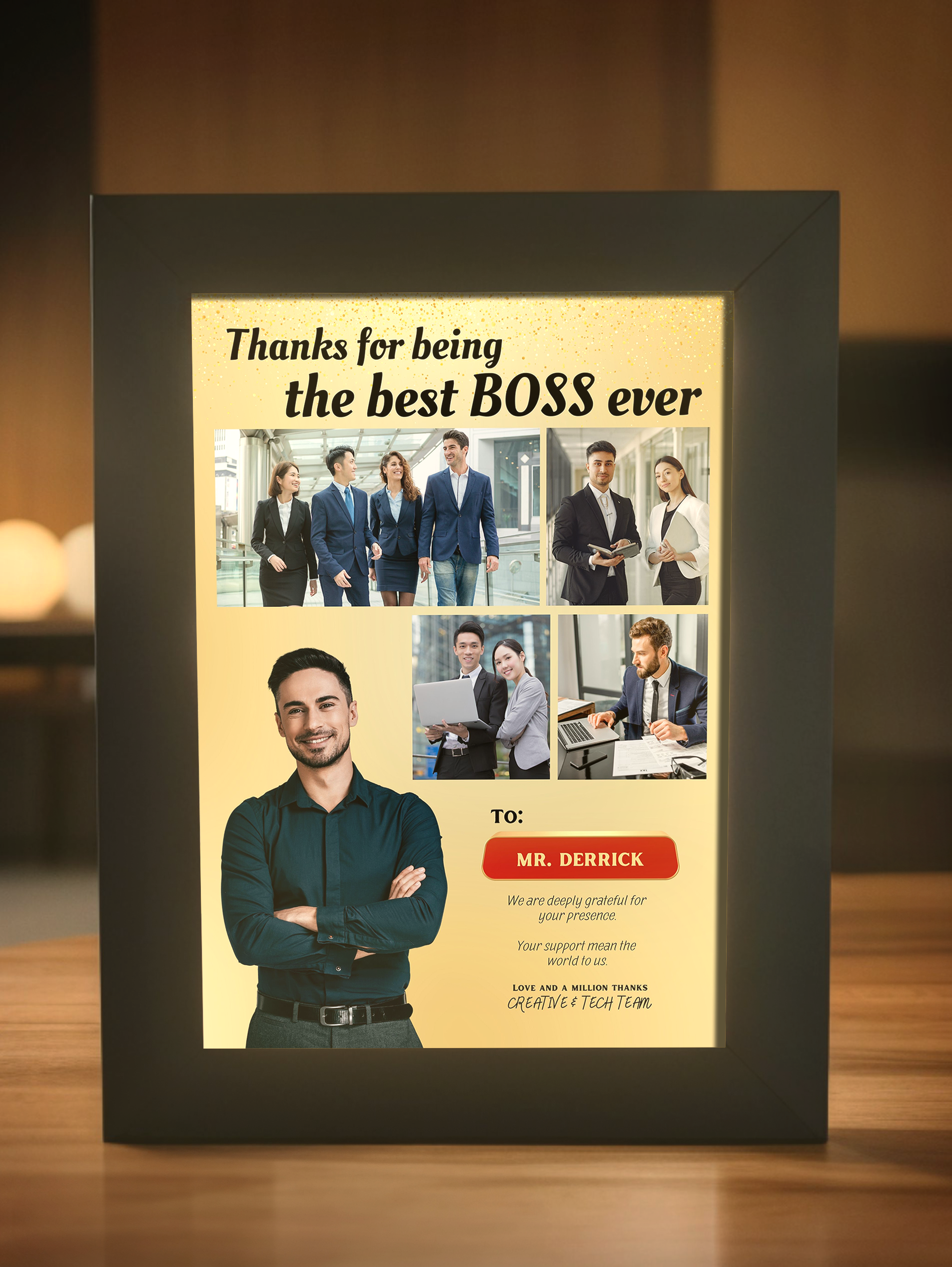 The Best Boss Gift Photo Light Frame