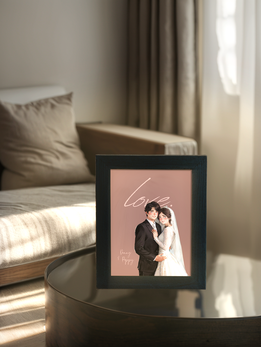 Unique Wedding Custom Fairy Tale Couple Light Frame