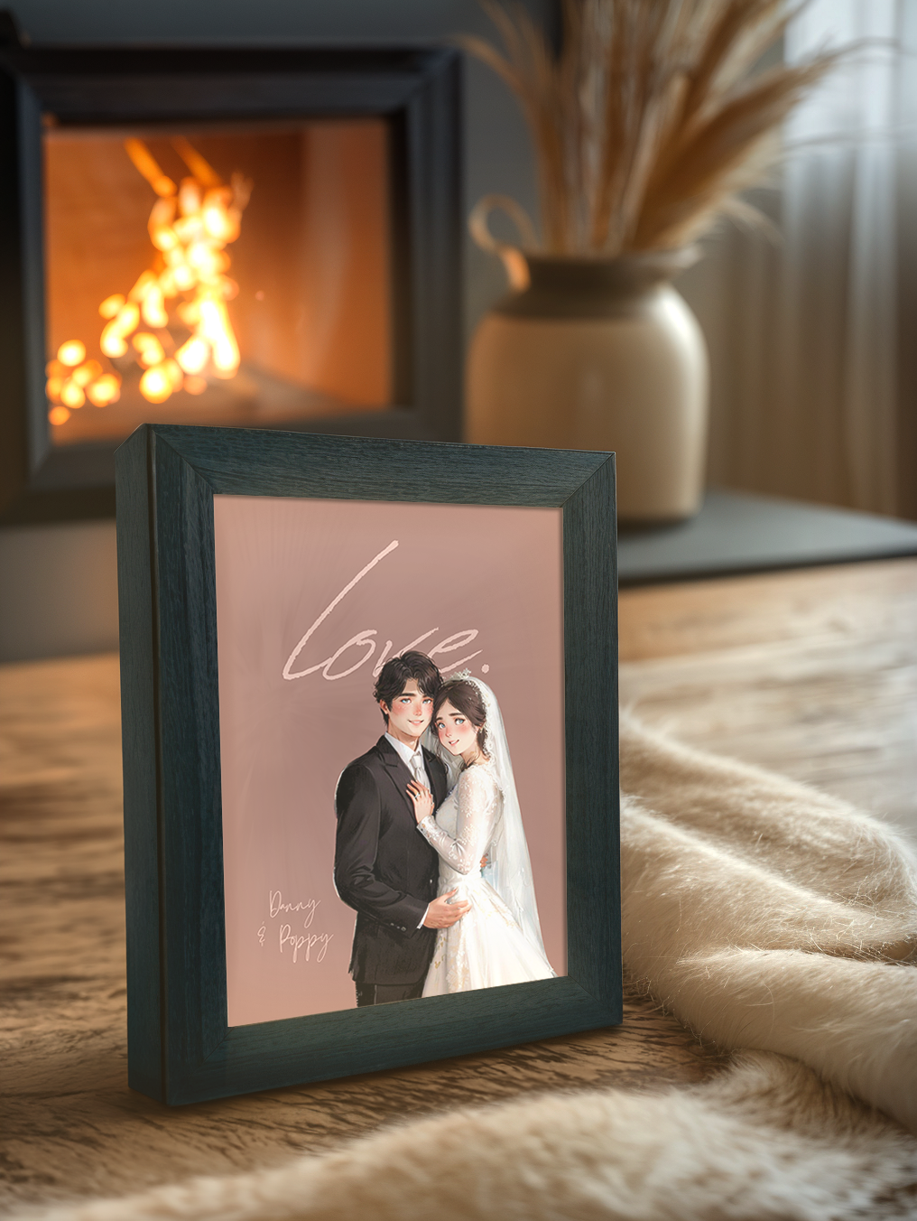 Unique Wedding Custom Fairy Tale Couple Light Frame