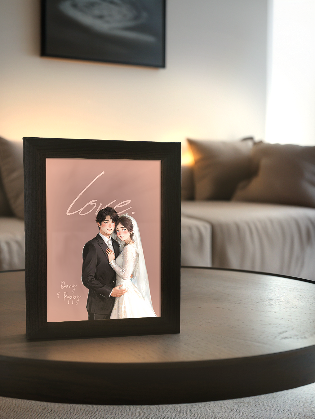 Unique Wedding Custom Fairy Tale Couple Light Frame