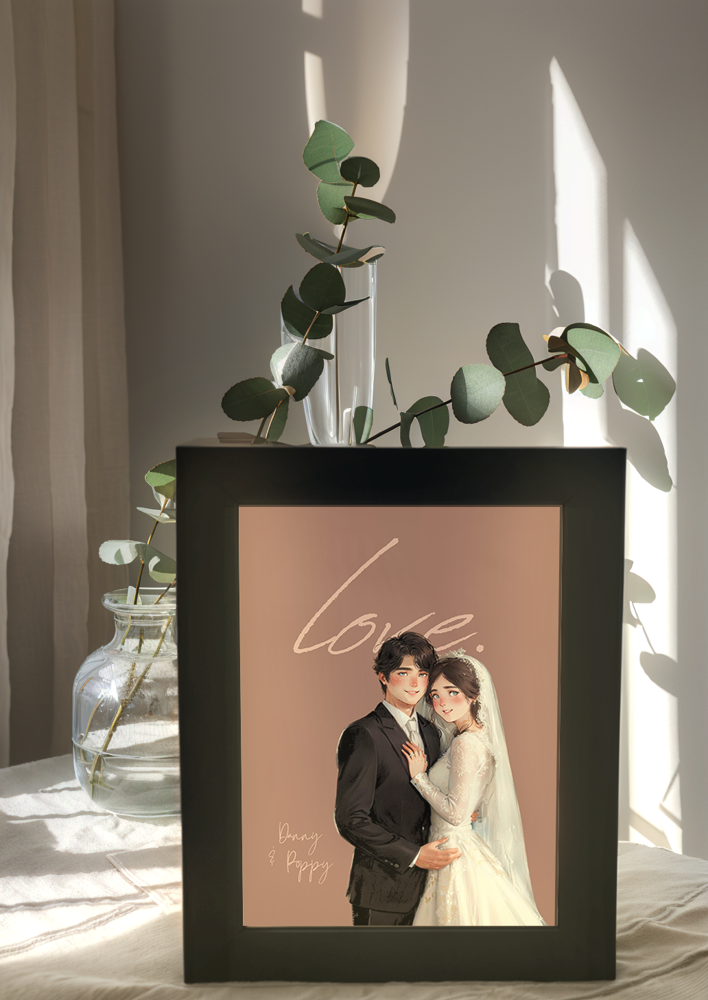 Unique Wedding Custom Fairy Tale Couple Light Frame