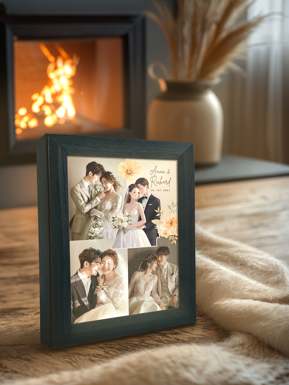 Vintage Couple Wedding Photo Light Frame