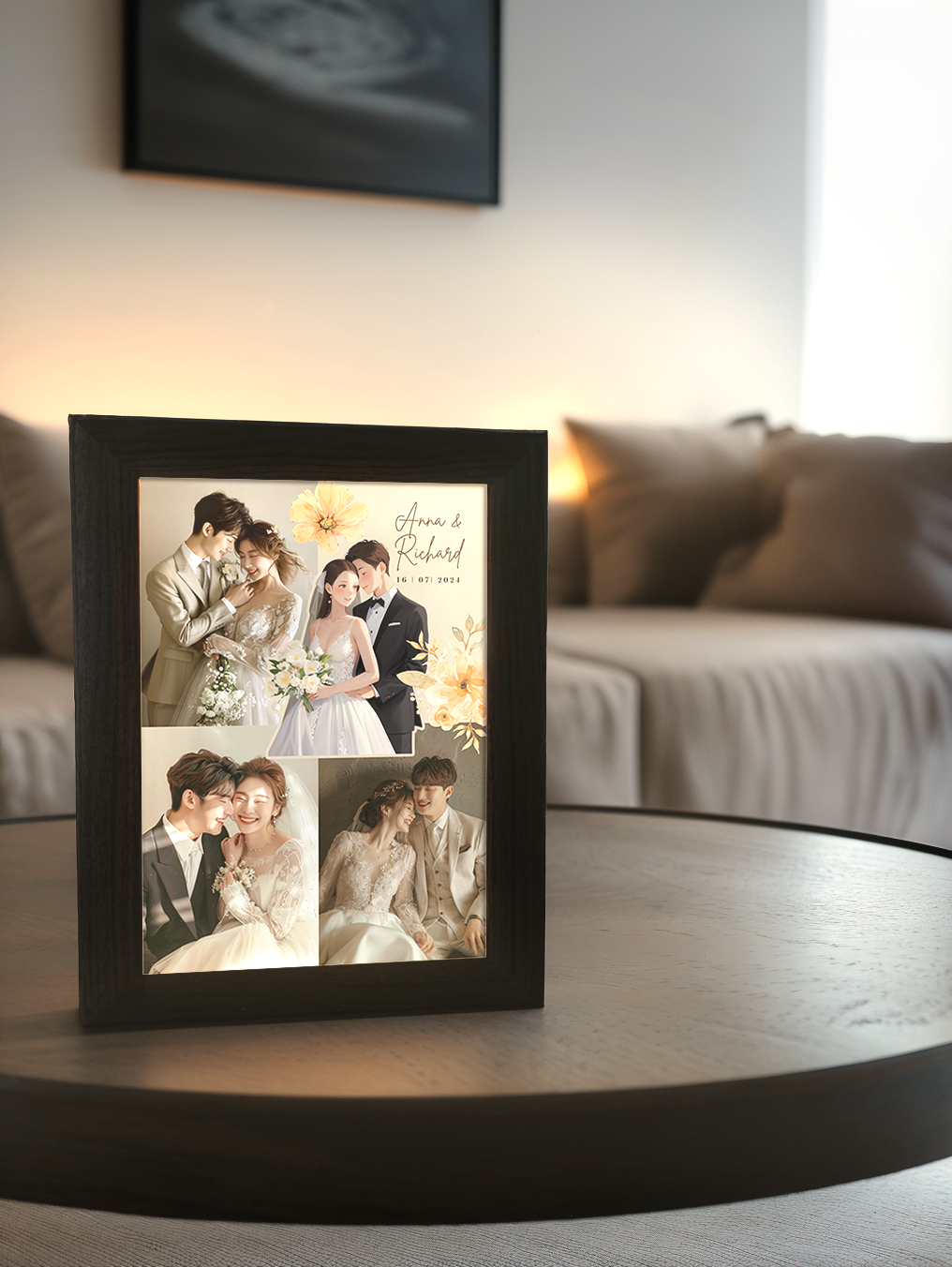 Vintage Couple Wedding Photo Light Frame