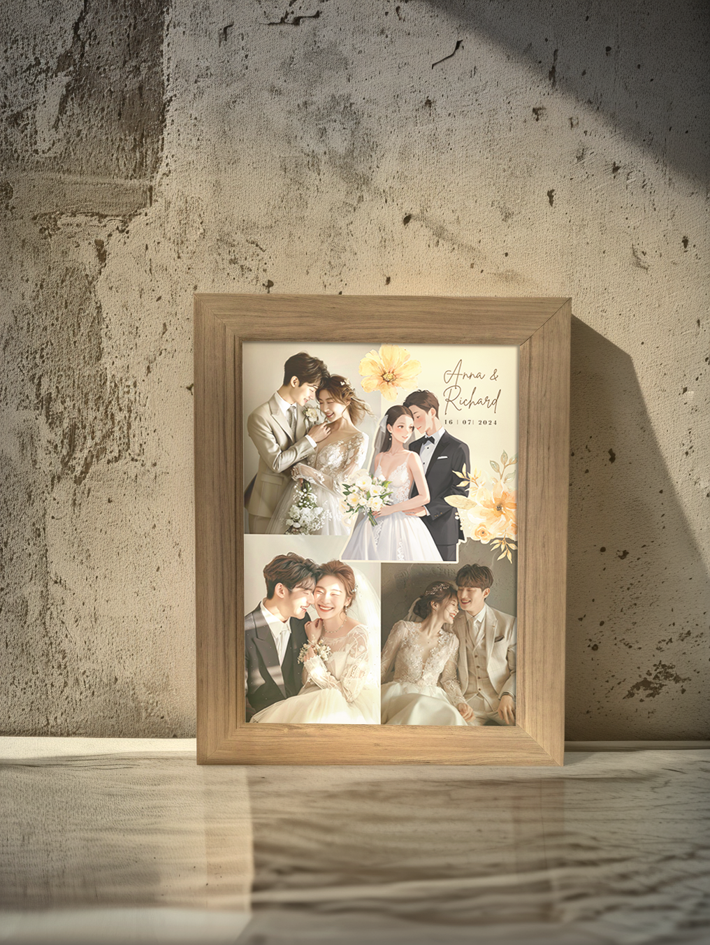 Vintage Couple Wedding Photo Light Frame