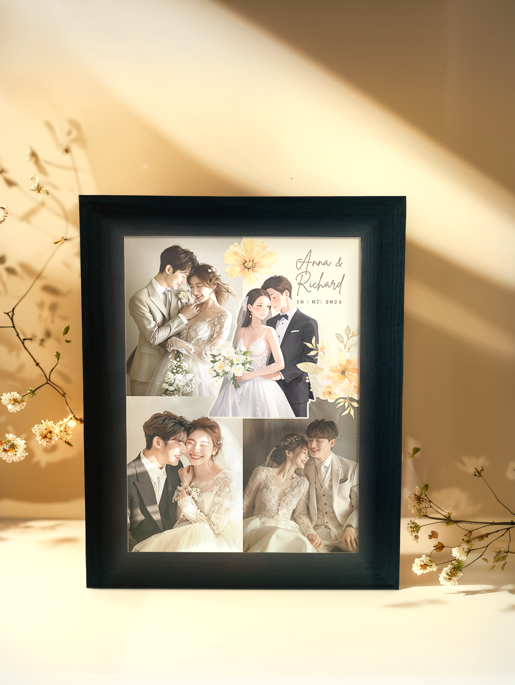 Vintage Couple Wedding Photo Light Frame