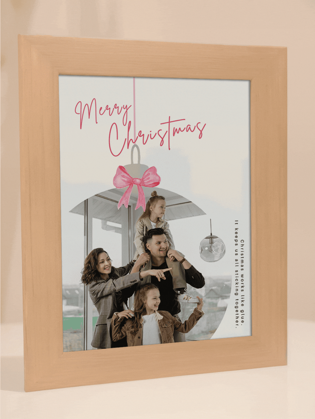 Christmas Gift Pink Theme Christmas Ornament Family Photo Light Frame