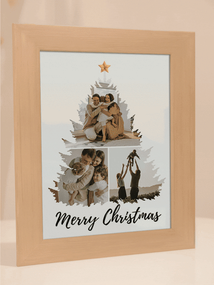 Christmas Gift Blue Theme Warmth Christmas Tree Photo Light Frame