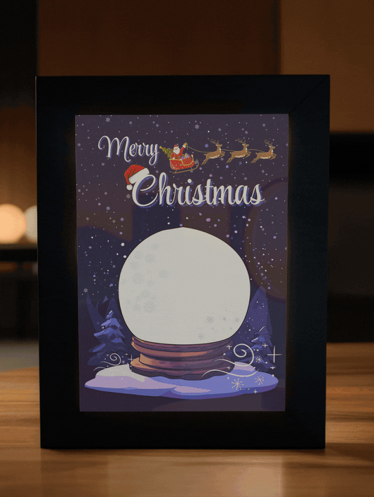 Christmas Gift Blue Theme Snowball Surprise Photo Light Frame