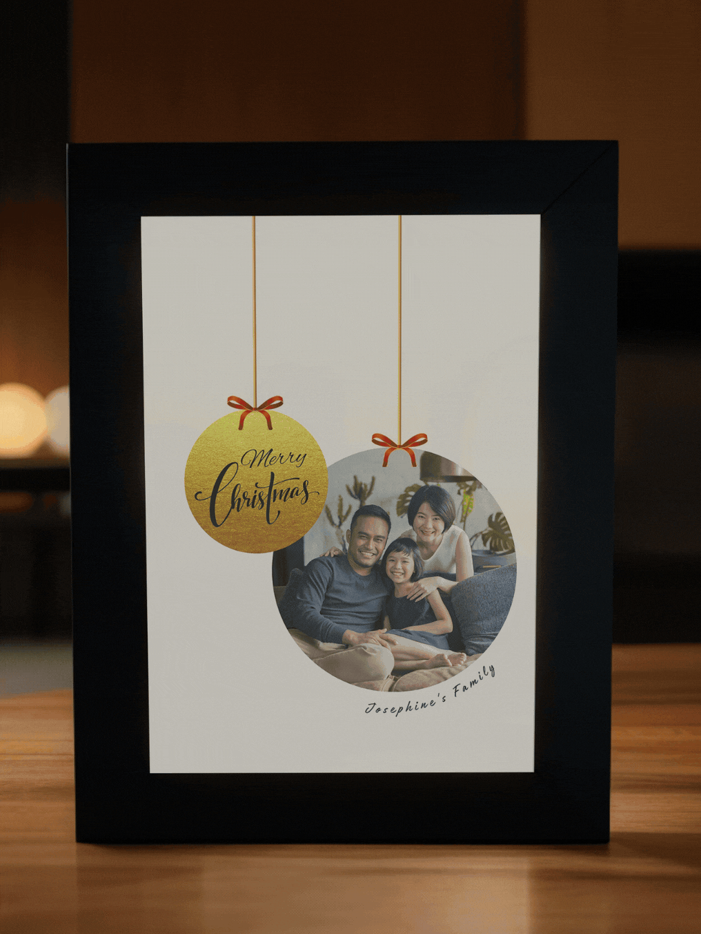 Christmas Gift Gold Theme Christmas Ornament Family Photo Light Frame