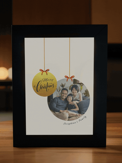 Christmas Gift Gold Theme Christmas Ornament Family Photo Light Frame