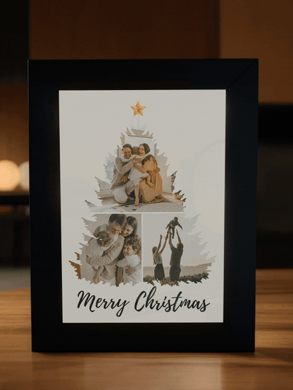 Christmas Gift Blue Theme Warmth Christmas Tree Photo Light Frame