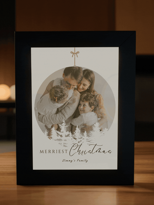 Christmas Gift Blue Theme Christmas Ornament Family Photo Light Frame