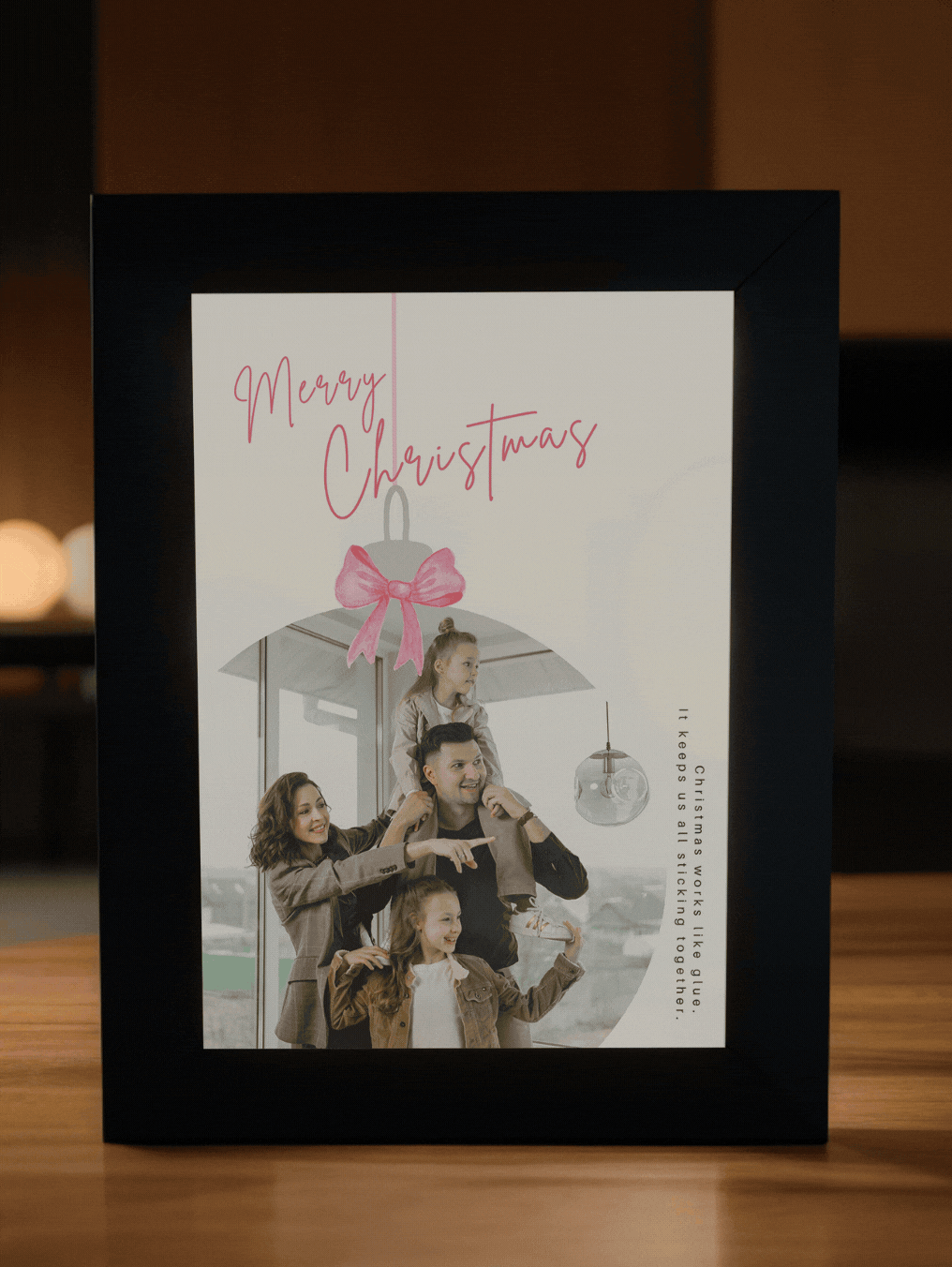 Christmas Gift Pink Theme Christmas Ornament Family Photo Light Frame