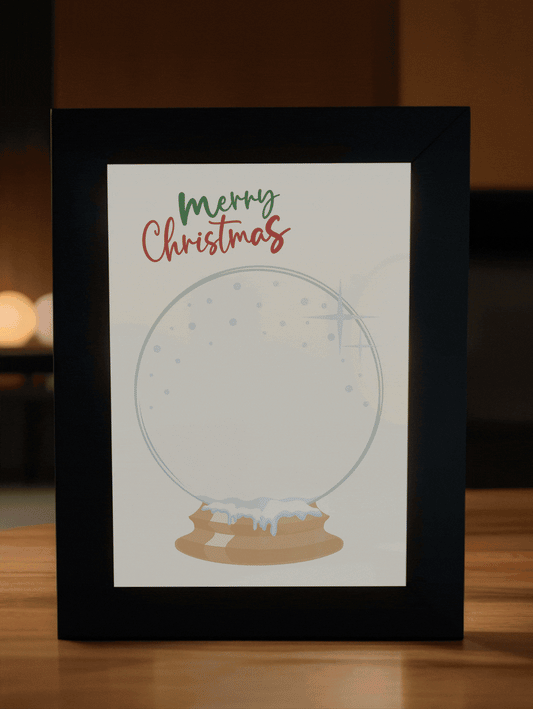 Christmas Gift Yellow Theme Snowball Surprise Photo Light Frame