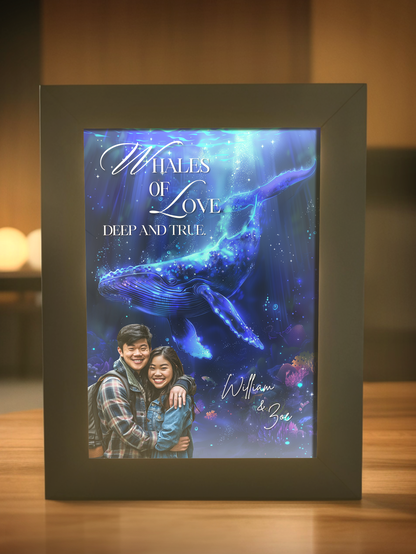 Whales of Love Couple Photo Light Frame