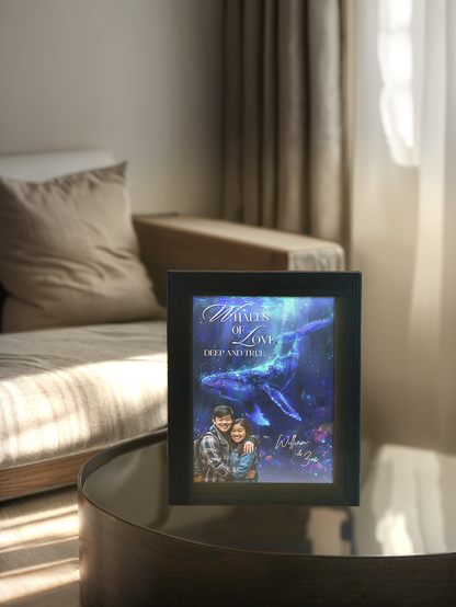 Whales of Love Couple Photo Light Frame