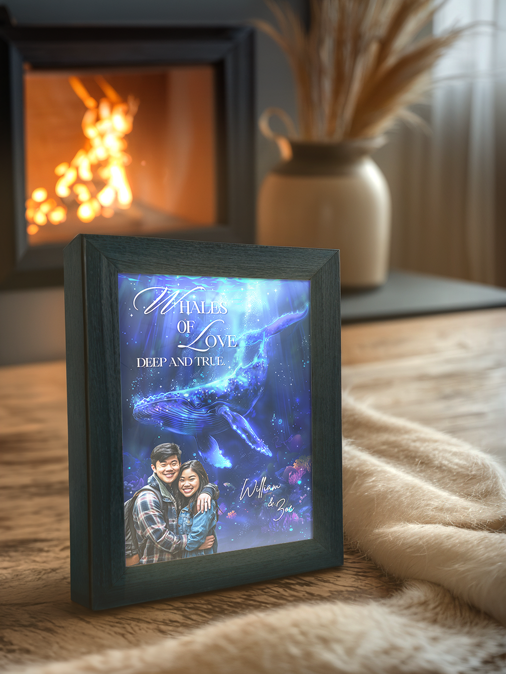 Whales of Love Couple Photo Light Frame