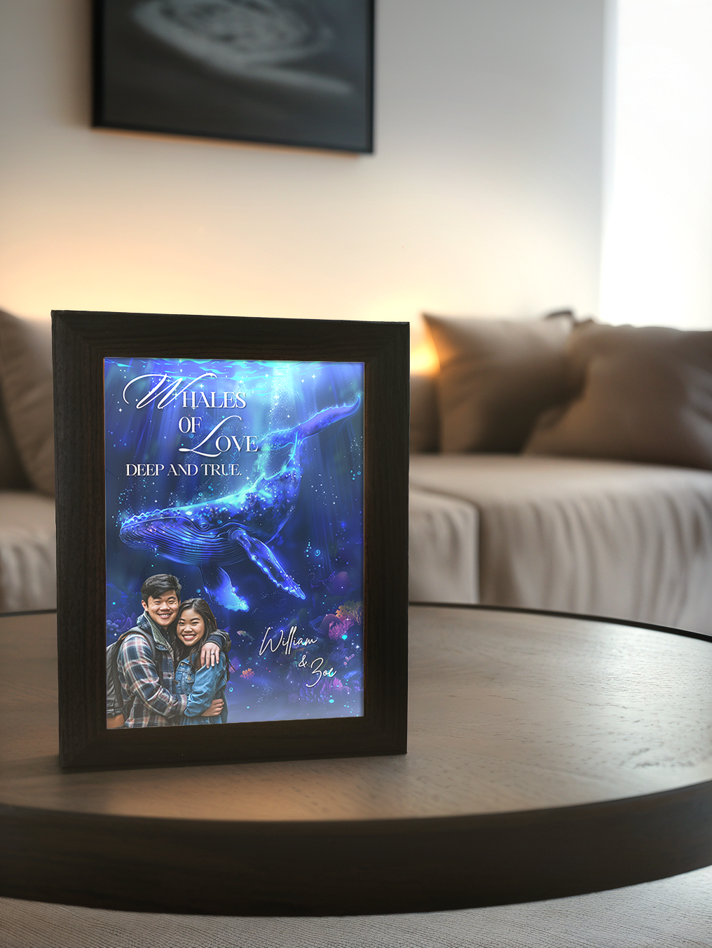 Whales of Love Couple Photo Light Frame