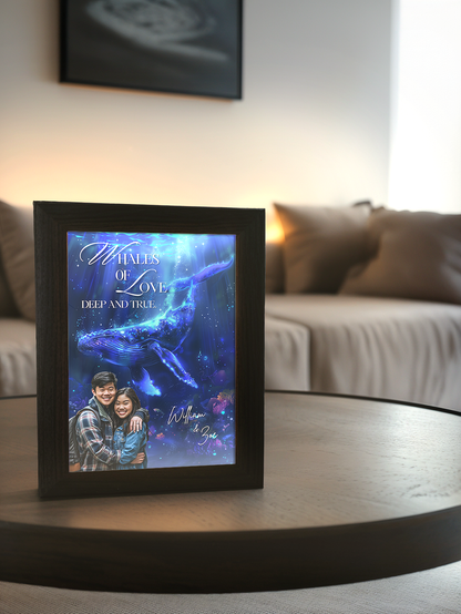 Whales of Love Couple Photo Light Frame