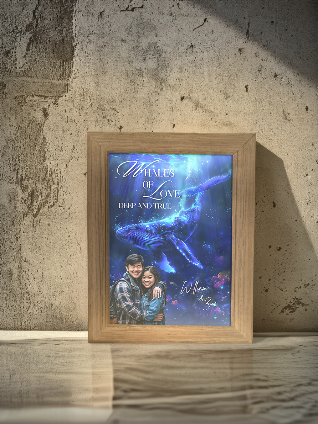 Whales of Love Couple Photo Light Frame