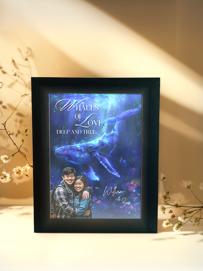 Whales of Love Couple Photo Light Frame