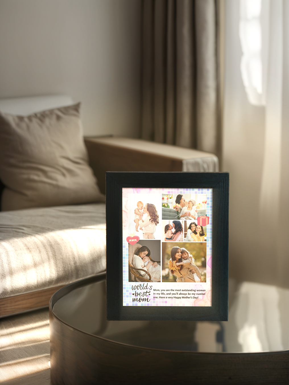 World's Best Mom Mother's Day Photo Light Frame