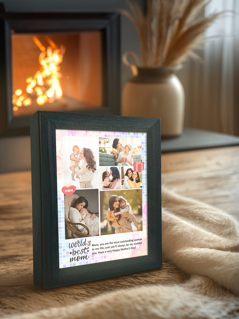 World's Best Mom Mother's Day Photo Light Frame