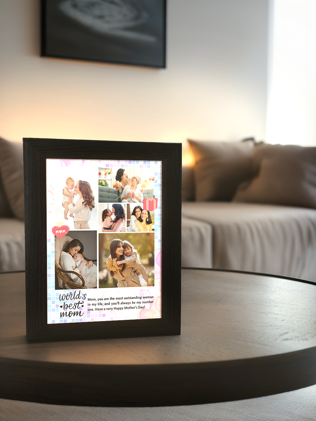 World's Best Mom Mother's Day Photo Light Frame