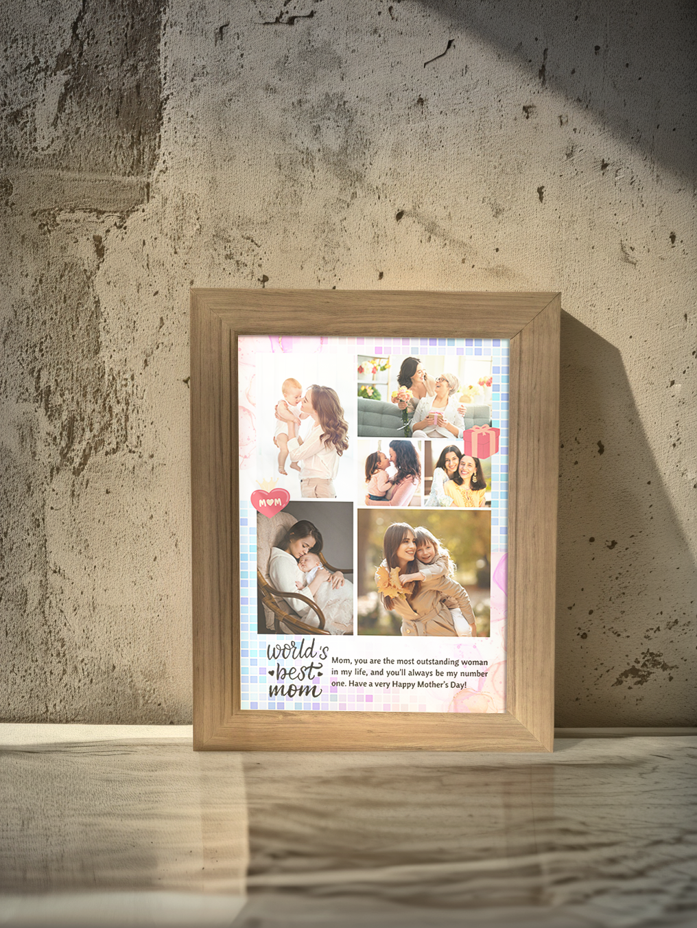 World's Best Mom Mother's Day Photo Light Frame