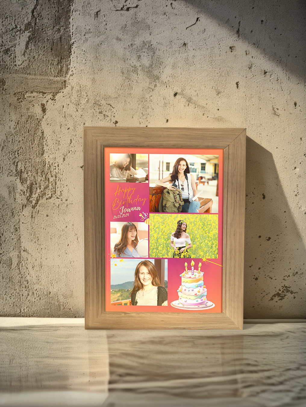 Birthday Cake Bright Up Light Frame - Custom Ambience Light Frame