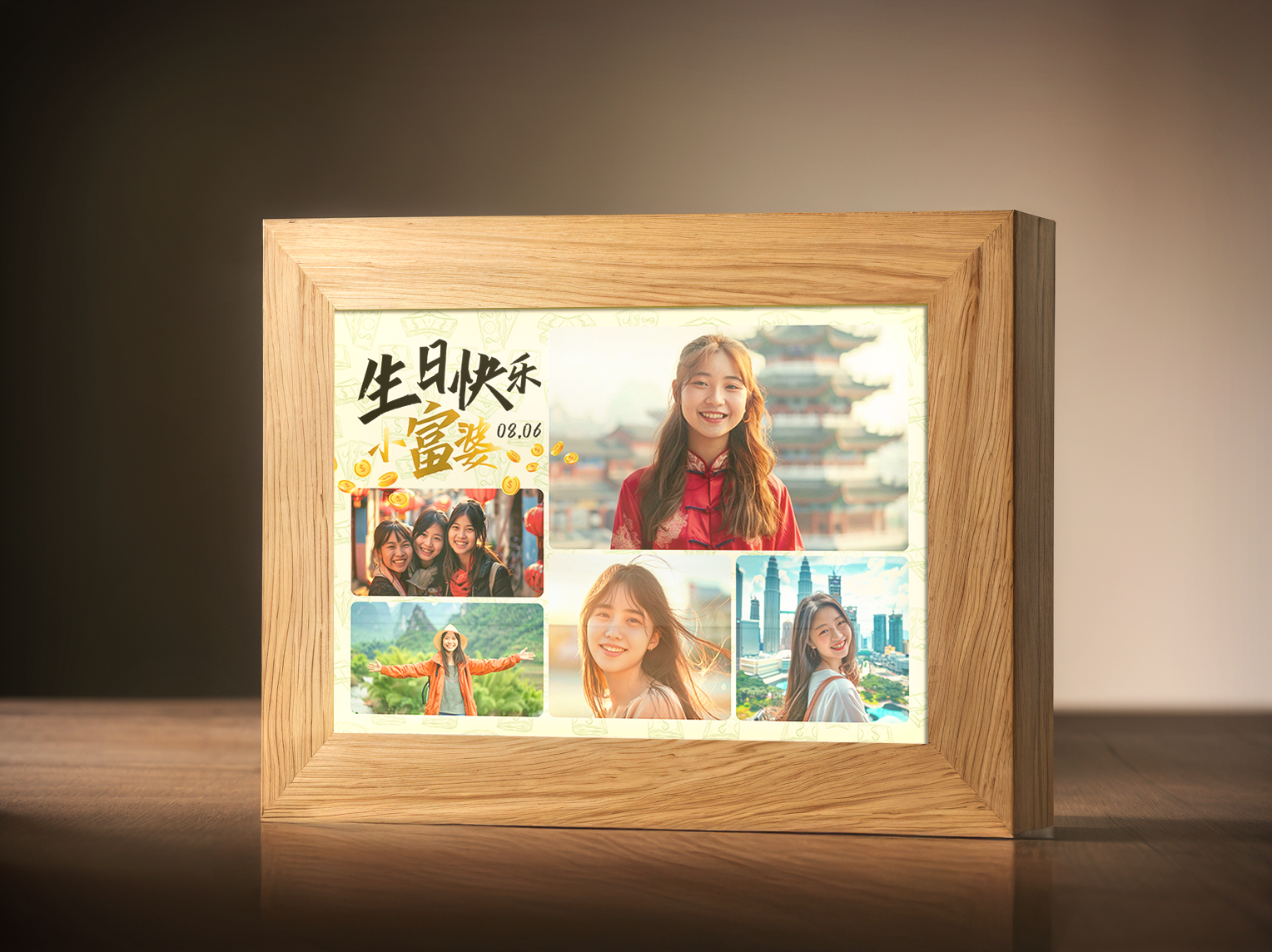 Little Rich Woman Birthday Photo Light Frame - Custom Ambience Light Frame