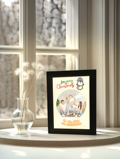 Christmas Gift Yellow Theme Snowball Surprise Photo Light Frame