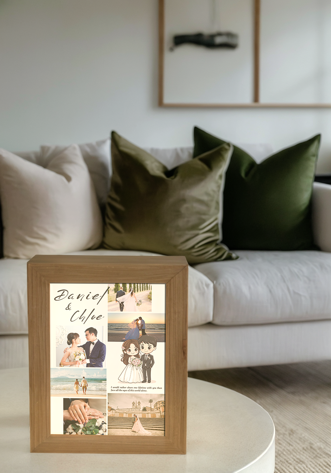 Cute Married Couples Photo Light Frame - Custom Ambience Light Frame