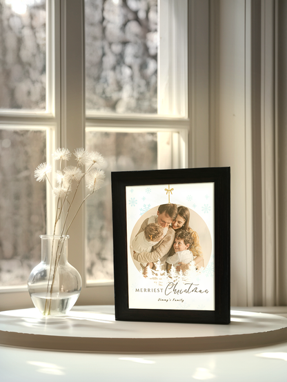 Christmas Gift Blue Theme Christmas Ornament Family Photo Light Frame