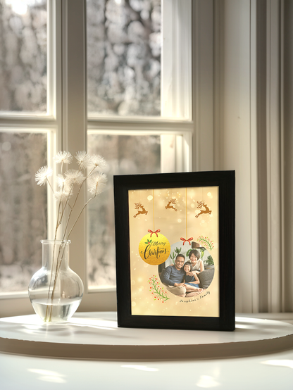 Christmas Gift Gold Theme Christmas Ornament Family Photo Light Frame