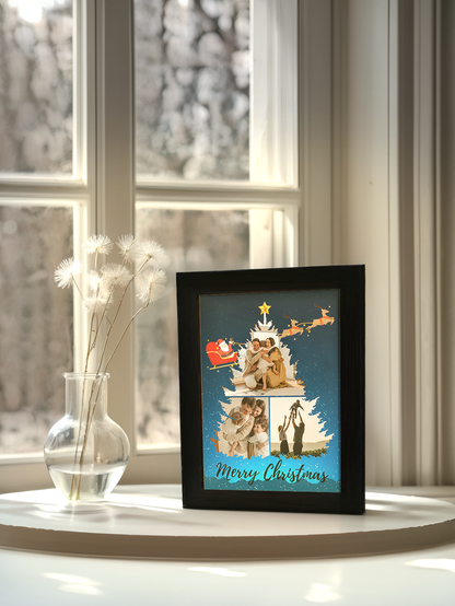 Christmas Gift Blue Theme Warmth Christmas Tree Photo Light Frame
