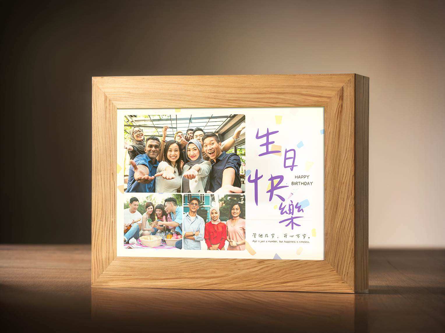 Happy Birthday Friendship Photo Light Frame - Custom Ambience Light Frame