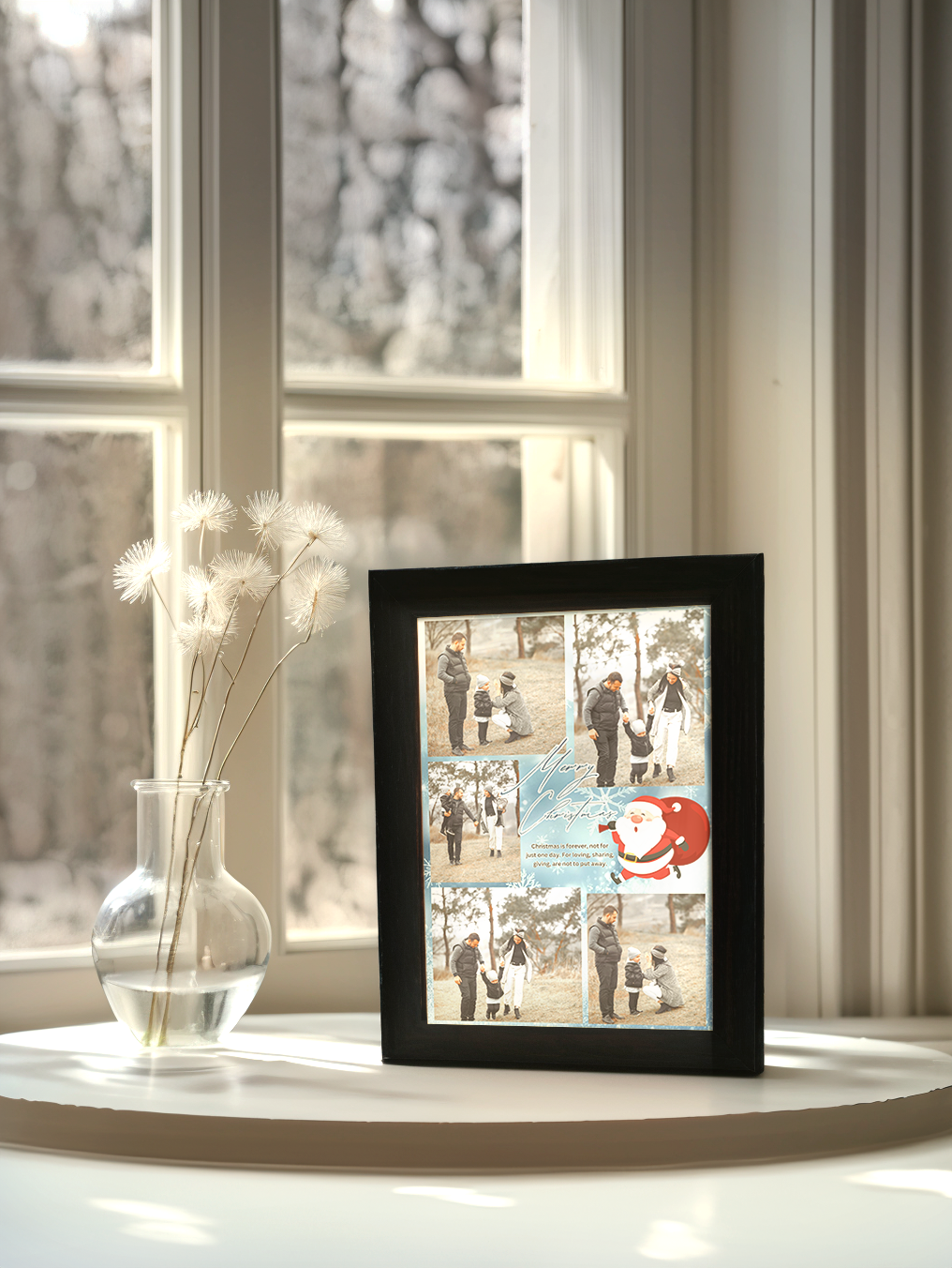 Christmas Gift Santa Claus Photo Light Frame