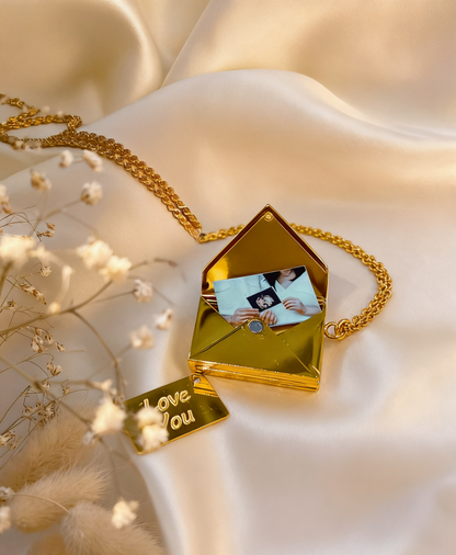 Dearest Envelope Custom Photo Necklace | A Hidden Love Story in Jewelry - Gold