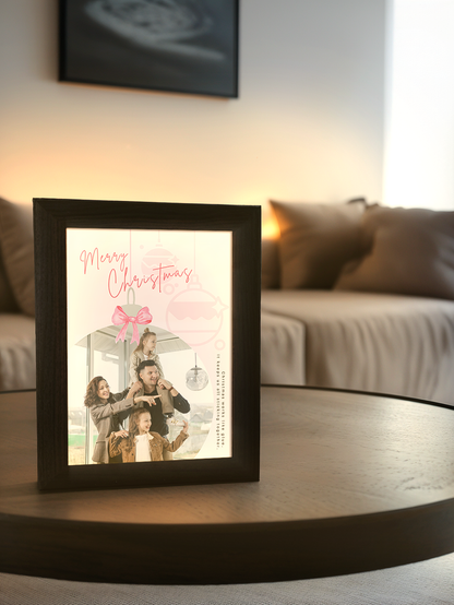 Christmas Gift Pink Theme Christmas Ornament Family Photo Light Frame